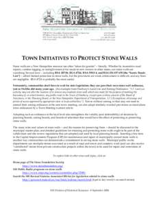 TOWN INITIATIVES TO PROTECT STONE WALLS