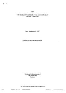 1997 THE LEGISLATIVE ASSEMBLY FOR THE AUSTRALIAN CAPITAL TERRITORY Bank Mergers Bill 1997