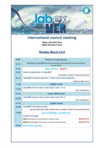 Comité des tutelles LabexMER  International council meeting March 23rd-24th 2015 IUEM, Plouzané, France