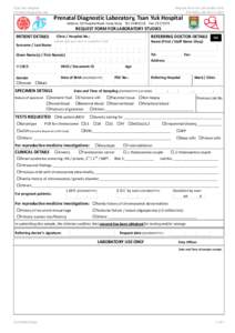 Tsan Yuk Hospital Prenatal Diagnostic Lab Request form for Lab studies (HA) TYH-REQ-LAB-HA-V1-1407