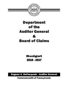 Department of the Auditor General & Board of Claims