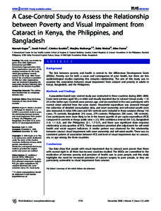 PLoS MEDICINE  A Case-Control Study to Assess the Relationship between Poverty and Visual Impairment from Cataract in Kenya, the Philippines, and Bangladesh