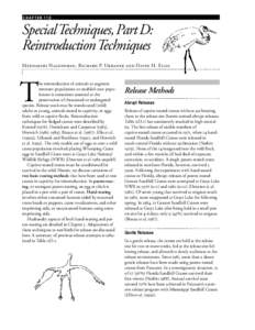 CHAPTER 11D  Special Techniques, Part D: Reintroduction Techniques Meenakshi Nagendran, Richard P. Urbanek and David H. El l i s