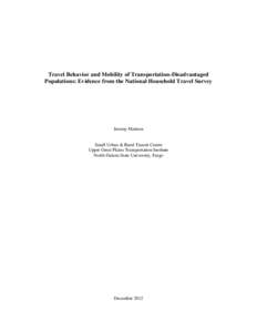 Travel Behavior and Mobility of Transportation-Disadvantaged Populations: Evidence from the National Household Travel Survey