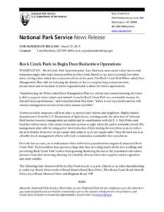 Microsoft Word - Rock Creek Park to Begin Deer Reduction Operations_3[removed]