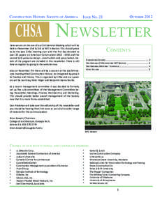 Construction History Society of America  October 2012 Issue No. 21