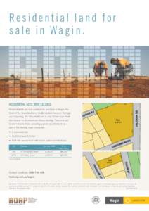 Residential land for sale in Wagin. Residential lots now selling[removed]