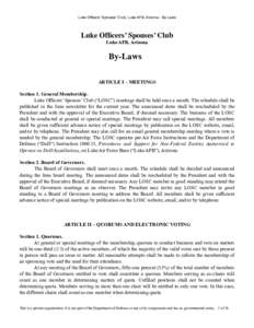 Luke Officers’ Spouses’ Club, Luke AFB, Arizona - By-Laws  Luke Officers’ Spouses’ Club Luke AFB, Arizona  By-Laws