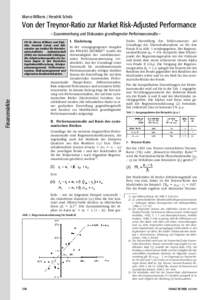 Marco Wilkens / Hendrik Scholz  Von der Treynor-Ratio zur Market Risk-Adjusted Performance  Zusammenhang und Diskussion grundlegender Performancemaûe  PD Dr. Marco Wilkens und Dipl.Kfm. Hendrik Scholz sind Mitarbeit