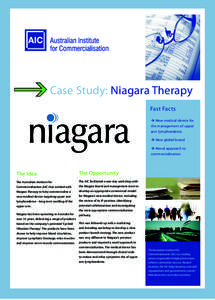 Case Study: Niagara Therapy Fast Facts  New medical device for the management of upper arm lymphoedema  New global brand