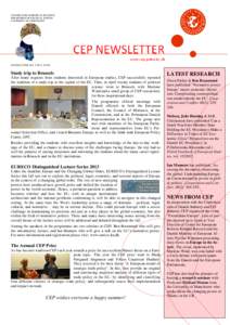 CENTRE FOR EUROPEAN POLITICS DEPARTMENT OF POLITICAL SCIENCE UNIVERSITY OF COPENHAGEN NEWSLETTER NO, JUNE