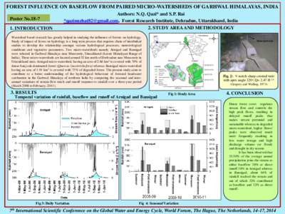 FOREST INFLUENCE ON BASEFLOW FROM PAIRED MICRO-WATERSHEDS OF GARHWAL HIMALAYAS, INDIA Poster No[removed]INTRODUCTION Authors: N.Q. Qazi* and S.P. Rai *[removed], Forest Research Institute, Dehradun, Uttarakh