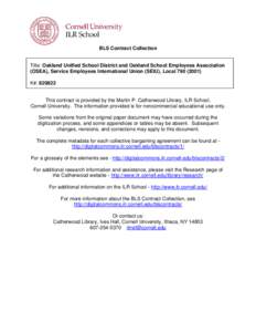 BLS Contract Collection  Title: Oakland Unified School District and Oakland School Employees Association (OSEA), Service Employees International Union (SEIU), Local[removed]K#: 820822