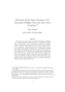 Estimates of the Open Economy New Keynesian Phillips Curve for Euro Area Countries ∗† Fabio Rumler‡ First Draft: November 2004