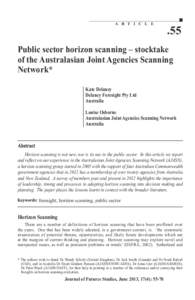 A R T I C L E  .55 Public sector horizon scanning – stocktake of the Australasian Joint Agencies Scanning