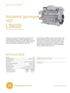 GE Power & Water  Waukesha* gas engine VGF