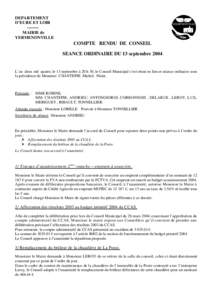 DEPARTEMENT D’EURE ET LOIR[removed]MAIRIE de YERMENONVILLE  COMPTE RENDU DE CONSEIL