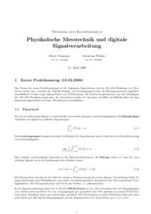 Protokoll zum Blockpraktikum  Physikalische Messtechnik und digitale