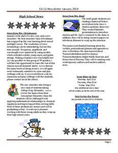 Ed-Co Newsletter January 2014 High School News