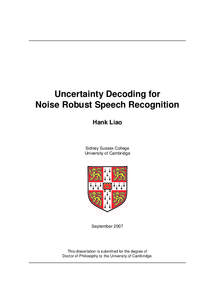 Econometrics / Noise / Markov models / Linear regression / Normal distribution / Hidden Markov model / Additive white Gaussian noise / Speech recognition / Multivariate normal distribution / Statistics / Estimation theory / Regression analysis