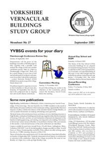 YORKSHIRE VERNACULAR BUILDINGS STUDY GROUP Newsheet No 27