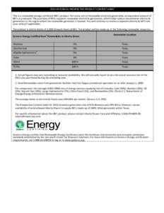 [removed]	
  HISTORICAL	
  PROSPECTIVE	
  PRODUCT	
  CONTENT	
  LABEL 	
     This	
  is	
  a	
  renewable	
  energy	
  certificate	
  (REC)	
  product.	
  For	
  every	
  unit	
  of	
  renewable	
  elec