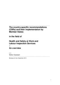 ....................................................................................................................................  The country-specific recommendations (CSRs) and their implementation by Member States 