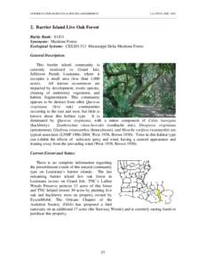 CONSERVATION HABITATS & SPECIES ASSESSMENTS  LA CWCS--DEC[removed]Barrier Island Live Oak Forest Rarity Rank: S1/G1