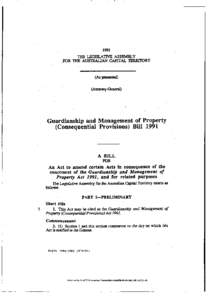 1991 THE LEGISLATIVE ASSEMBLY FOR THE AUSTRALIAN CAPITAL TERRITORY (As presented) (Attorney-General)