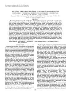 THE ASTROPHYSICAL JOURNAL, 486 : 550È570, 1997 September[removed]The American Astronomical Society. All rights reserved. Printed in U.S.A. THE HANLE EFFECT AS A DIAGNOSTIC OF MAGNETIC FIELDS IN STELLAR ENVELOPES. I. T