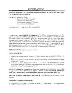 CITY OF APOPKA  Minutes of the regular City Council meeting held on October[removed]at 8 00 p m in the City of Apopka Council Chambers