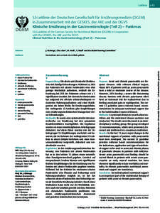 Leitlinie  e43 S3-Leitlinie der Deutschen Gesellschaft für Ernährungsmedizin (DGEM) in Zusammenarbeit mit der GESKES, der AKE und der DGVS