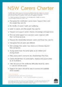 NSW Carers Charter - poster in plain English