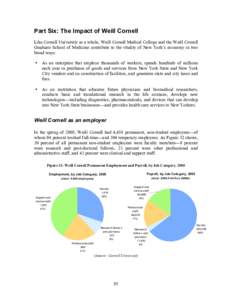 Part Six: The Impact of Weill Cornell Like Cornell University as a whole, Weill Cornell Medical College and the Weill Cornell Graduate School of Medicine contribute to the vitality of New York’s economy in two broad wa