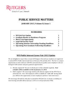 PUBLIC SERVICE MATTERS JANUARY 2015, Volume II, Issue 1 IN THIS ISSUE:  