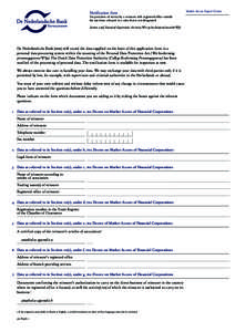 Notification form  For provision of service by a reinsurer with registered office outside the EER from a branch in a state that is not designated Section 2:26f, Financial Supervision Act (FSA) (Wet op het financieel to