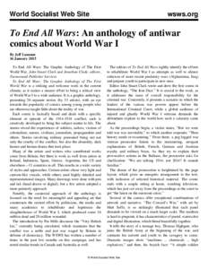 World Socialist Web Site  wsws.org To End All Wars: An anthology of antiwar comics about World War I