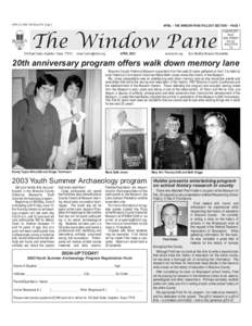 APRIL 23, 2003 THE BULLETIN Page 5  APRIL ~ THE WINDOW PANE PULLOUT SECTION ~ PAGE 1 The Window Pane