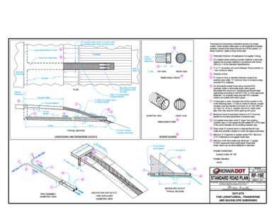 20'' minimum width trench for double outlet.  Transverse and backslope subdrains require only single 10'' minimum width trench for single outlet.