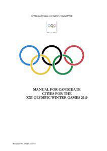 INTERNATIONAL OLYMPIC COMMITTEE  MANUAL FOR CANDIDATE