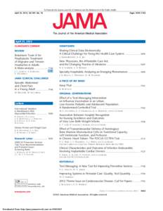 To Promote the Science and Art of Medicine and the Betterment of the Public Health April 25, 2012, Vol 307, No. 16 Pages[removed]April 25, 2012