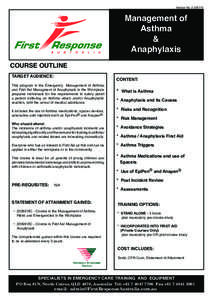 Version No[removed]Management of Asthma & Anaphylaxis