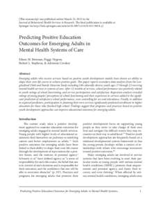 [This manuscript was published online March 25, 2015 in the Journal of Behavioral Health Services & Research. The final publication is available at Springer via http://link.springer.com/articles11414y]