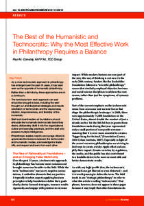 doi: [removed]FOUNDATIONREVIEW-D[removed]R E S U LT S The Best of the Humanistic and Technocratic: Why the Most Effective Work