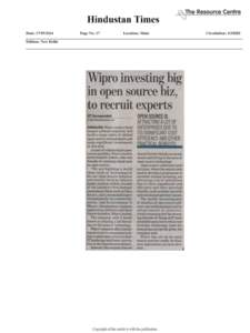 . The Resource Centre  Hindustan Times Date: [removed]Page No: 17