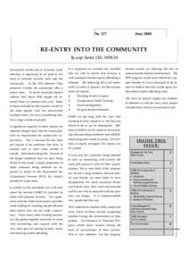 NoJune 2008 RE-ENTRY INTO THE COMMUNITY By Leigh Garrett, CEO, OARS SA