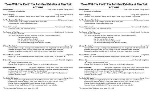 “Down With The Rent!” The Anti-Rent Rebellion of New York  “Down With The Rent!” The Anti-Rent Rebellion of New York Ginny’s Waltz................................................................................