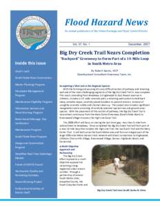 Flood Hazard News An annual publication of the Urban Drainage and Flood Control District Vol. 37, No. 1  December, 2007