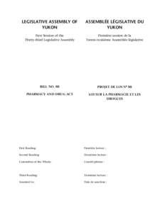 LEGISLATIVE ASSEMBLY OF YUKON ASSEMBLÉE LÉGISLATIVE DU YUKON
