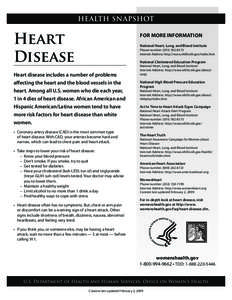 Health Snapshot  Heart Disease  For more information